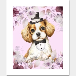 Cavalier King Charles Spaniel wears a suit Posters and Art